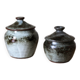 2 stoneware pots by Chantal and Thierry Robert - Puisaye
