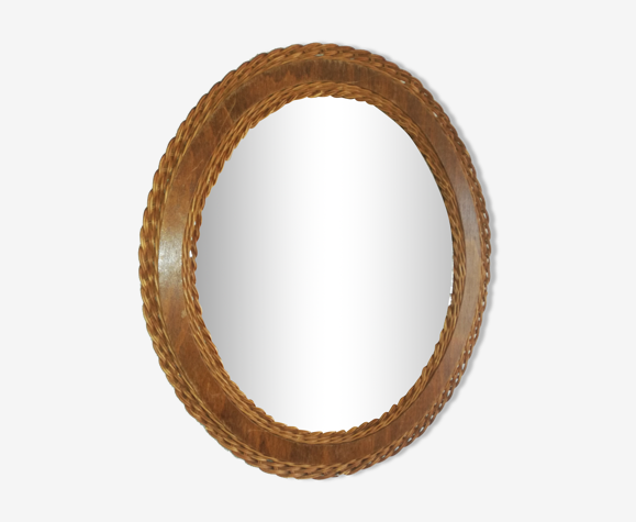Miroir en osier vintage 40x47cm