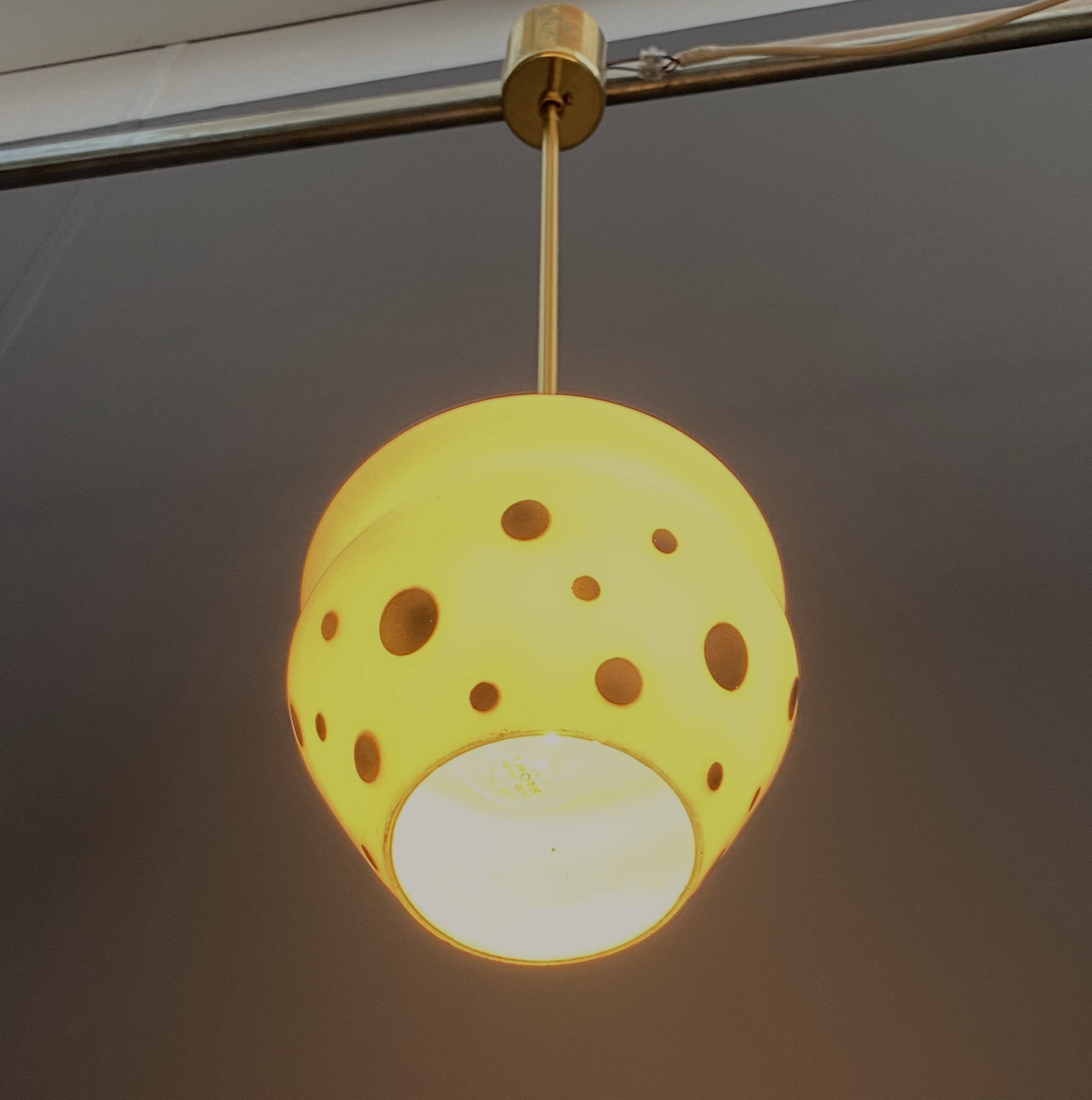 White with black dots pendant lamp 1960s