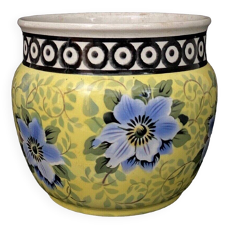 Cache-pot Villeroy et Boch décor floral XXe