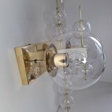 Applique murale tchèque en laiton et verre du milieu du siècle, par Kamenický Šenov, années 1970