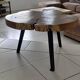 Coffee table wooden top trunk brutalist metal legs