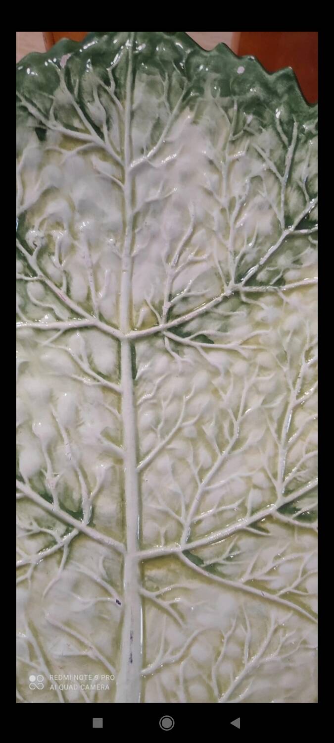 Cabbage leaf plate Barbotine