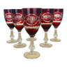 6 verres à vin en cristal taillé de bohème rouges