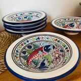 Service of 6 ethnic fish pattern soup plates