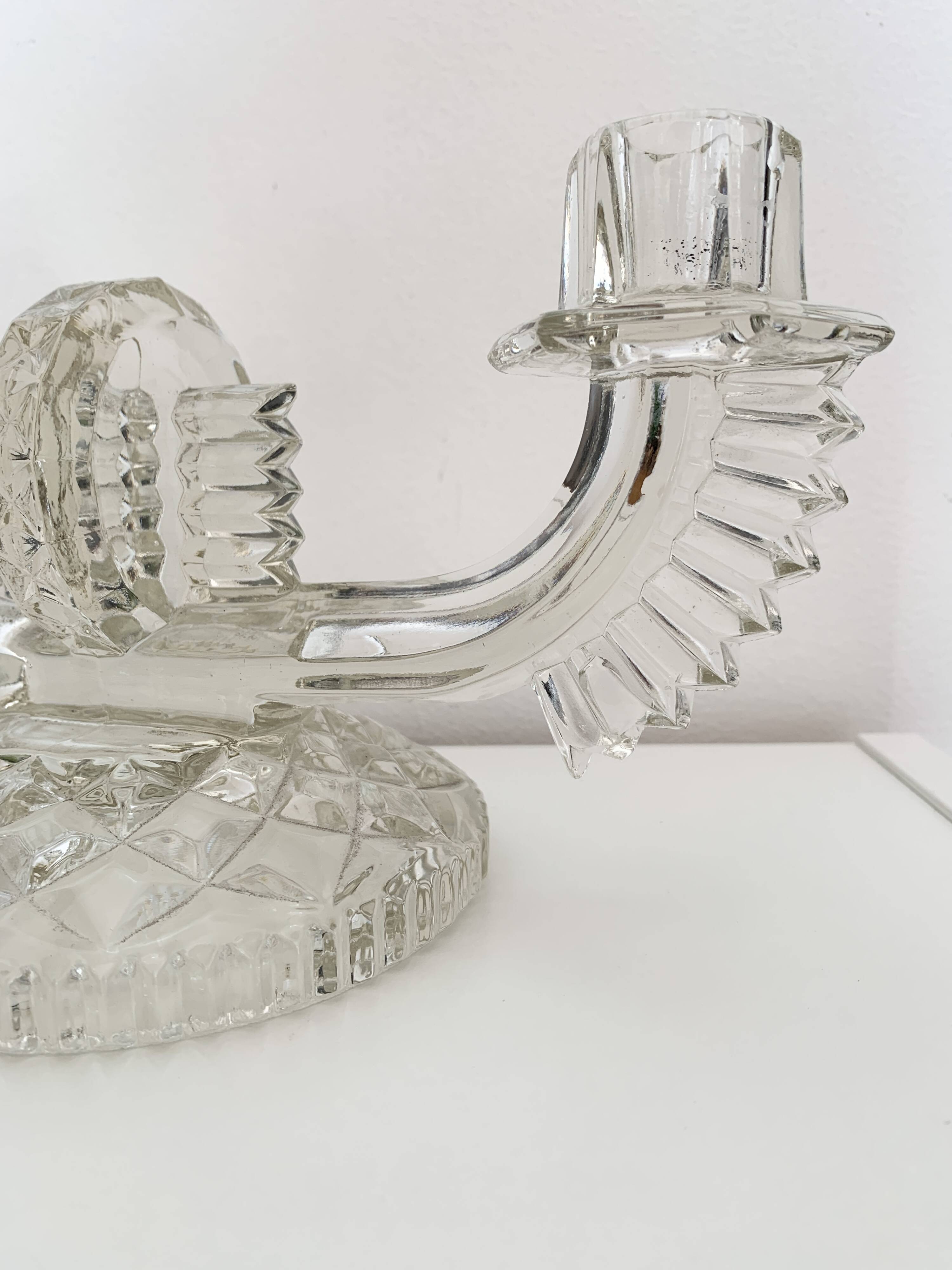 Czechoslovak moulded glass candlestick