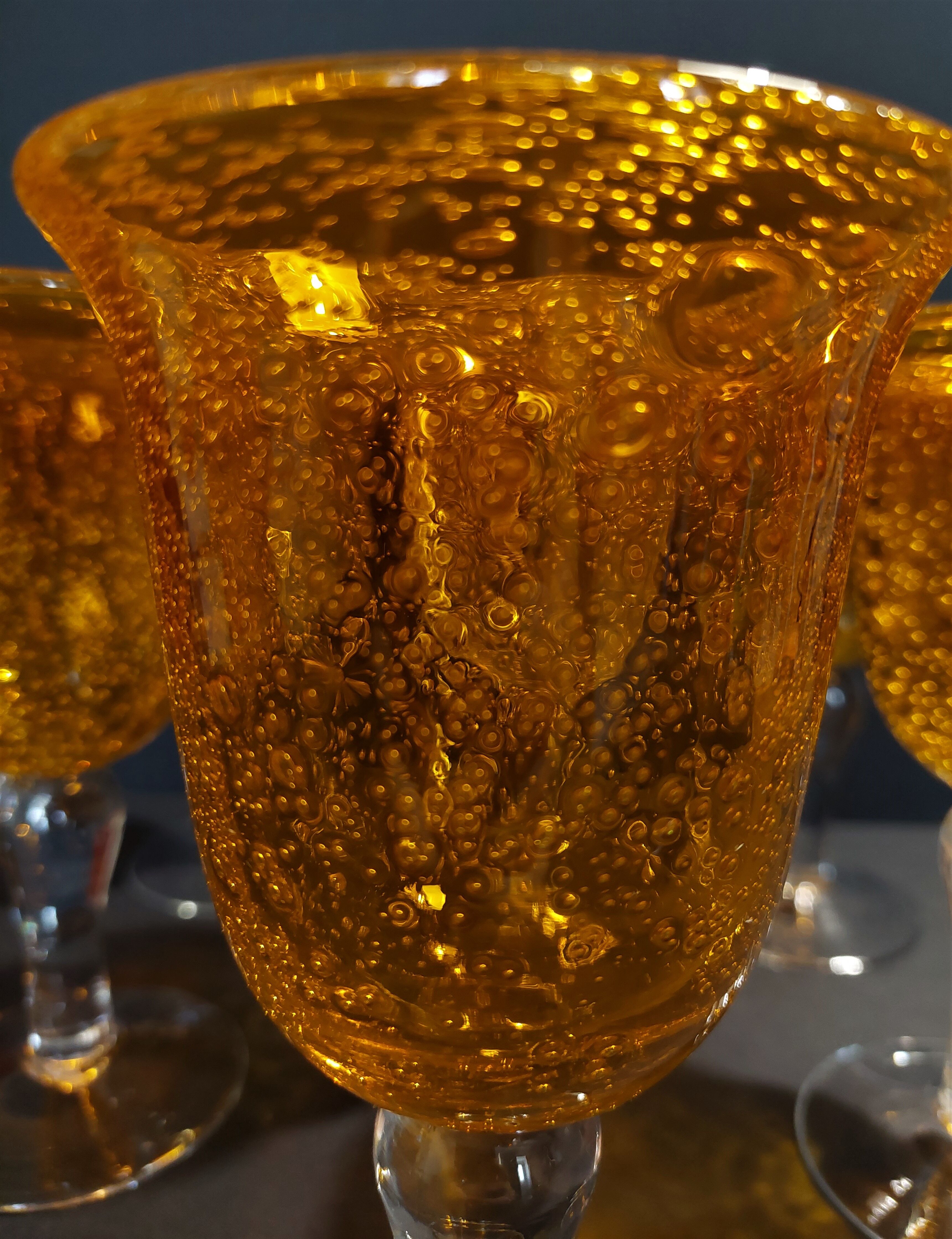 Series of six water glasses blown glass Biot XXth