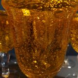 Series of six water glasses blown glass Biot XXth