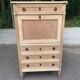 Secretary Louis XVI in stripped solid pine with a drop-down front and red leather, 1950.