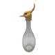 Glass bottle type carafe with gold metal bird head stopper