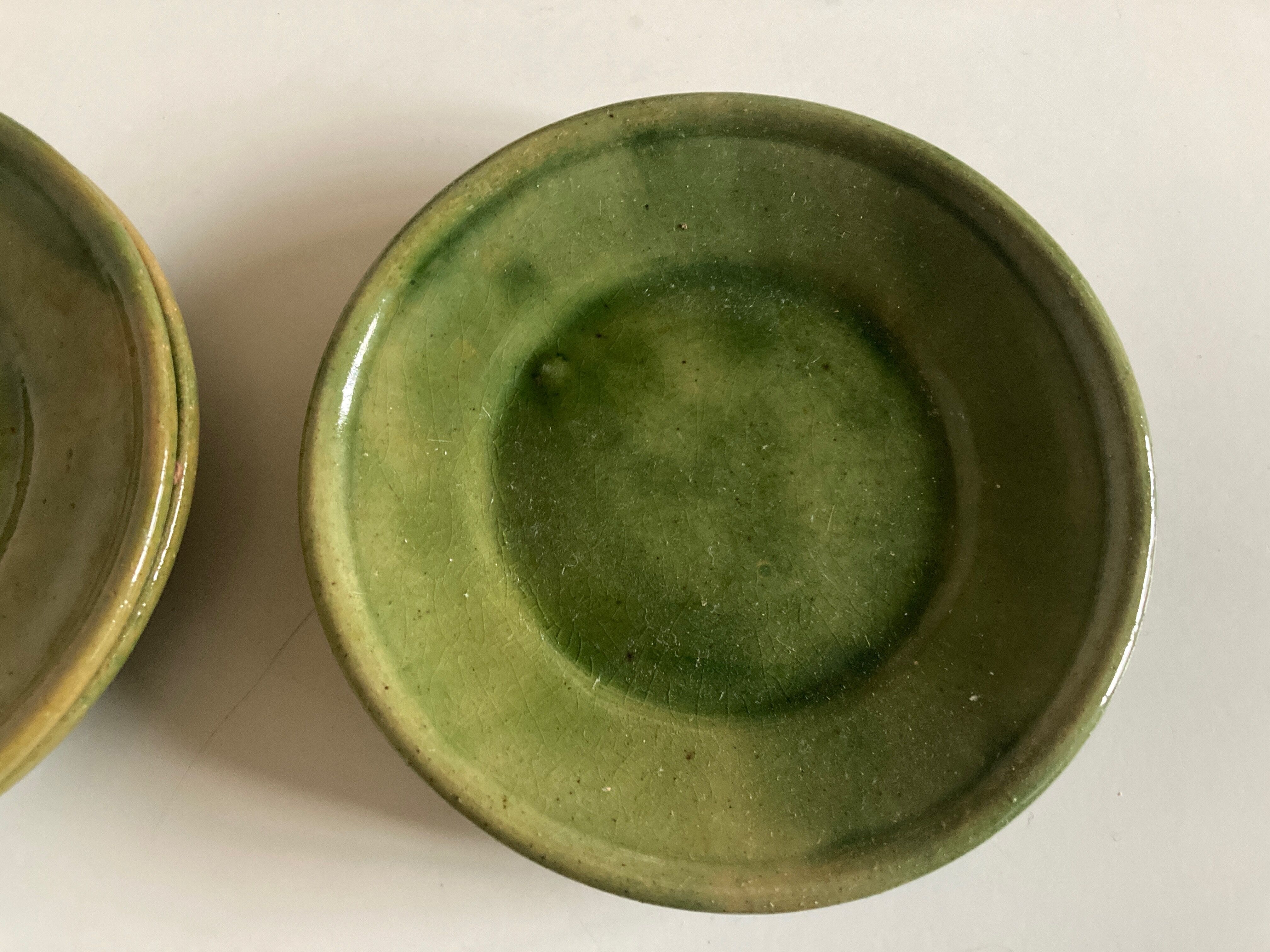 Set de 4 assiettes en terre vernissée verte de Biot 1960