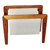 Magazine rack in danish teak and cotton 1950