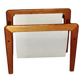 Magazine rack in danish teak and cotton 1950