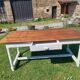 Wooden farmhouse table