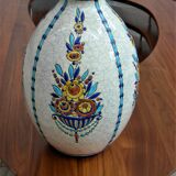 Boch La Louvière vase with a floral decoration in cracked faience