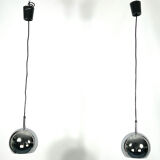 Targetti, set of two chrome sphere pendant lamps from 70s