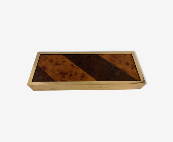 Boîte à cigarettes en laiton et laque XX ème