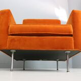 Pair of 1st edition easy chairs 25 BC by Florence Knoll in velvet, 1950s