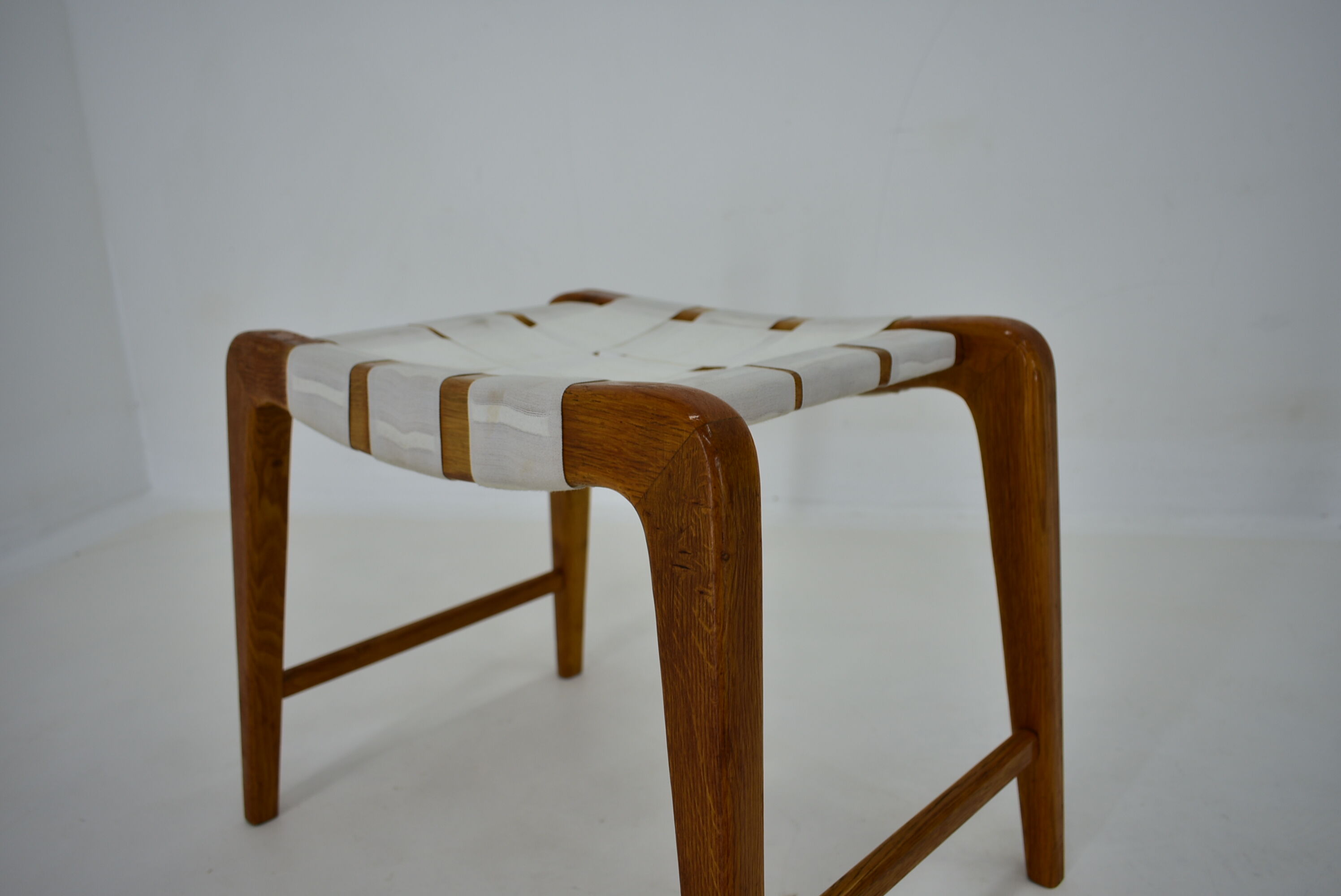 1940s, Jan Vanek Sculptural Oak Stool or Ottoman, Czechoslovakia