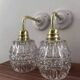 Pair of ceramic and glass wall sconces