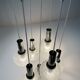 Vintage Doria Leuchten suspension with 7 cracked glass globes.