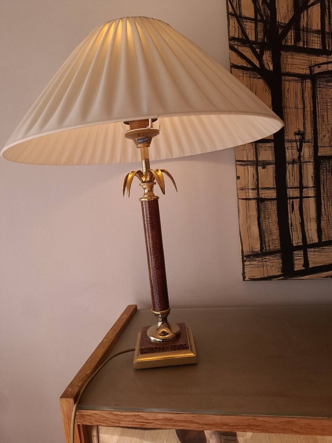 80's tortoiseshell palm tree lamp