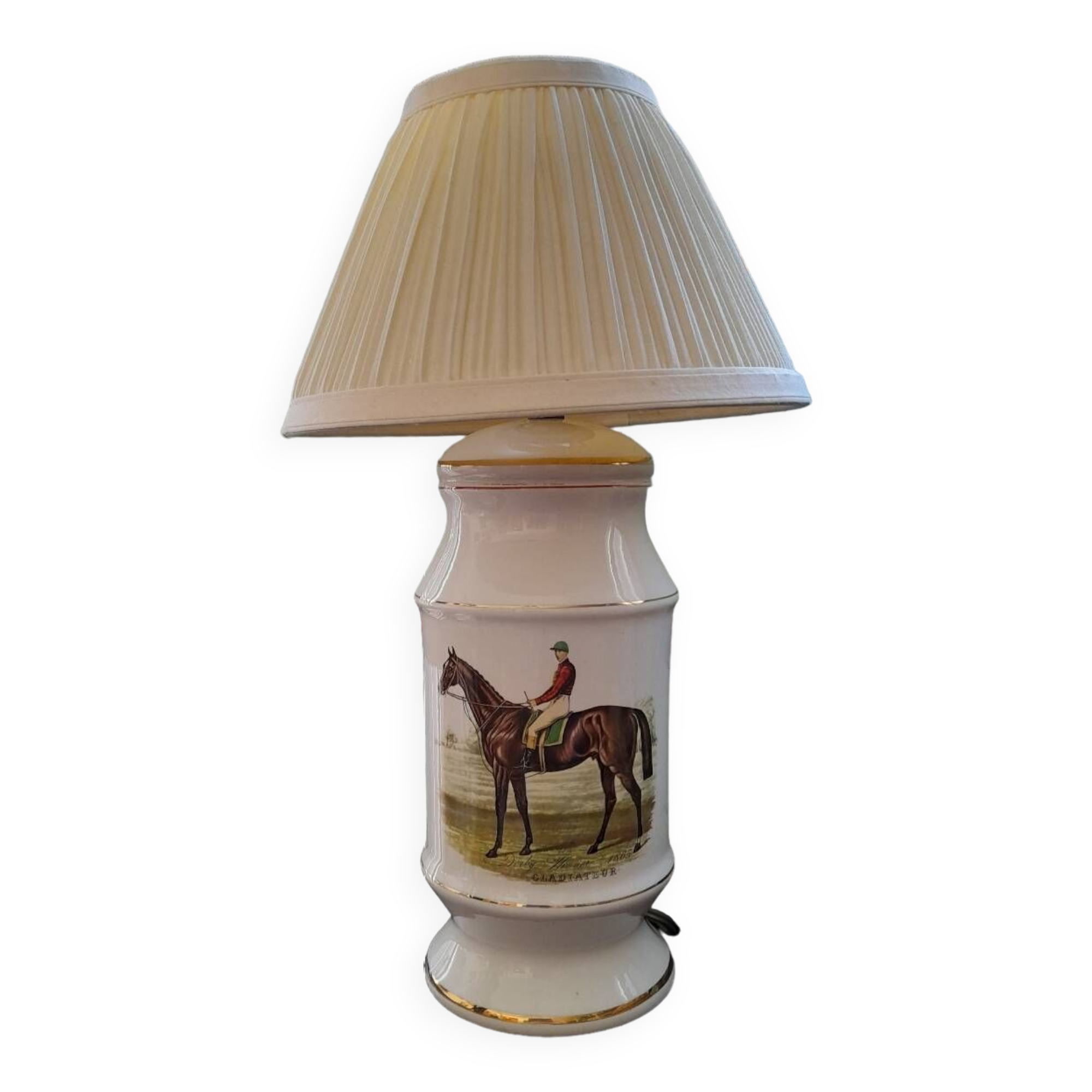 Ceramic horse riding lamp