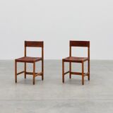 Pair of wood and leather Spanish chairs by Jordi Vilanova, ca. 1960