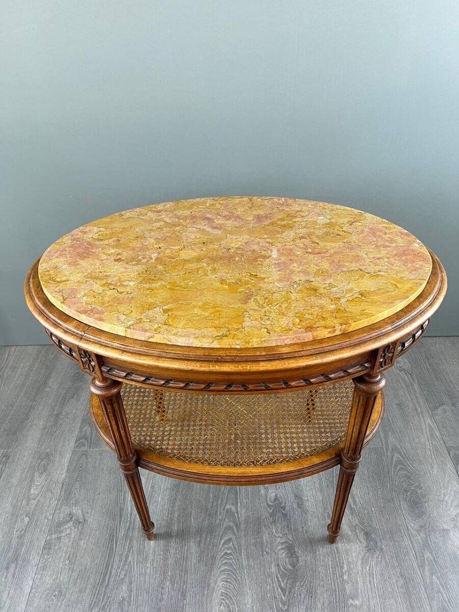 Side Table, Louis XVI Style Pedestal Table, Late 19th Century