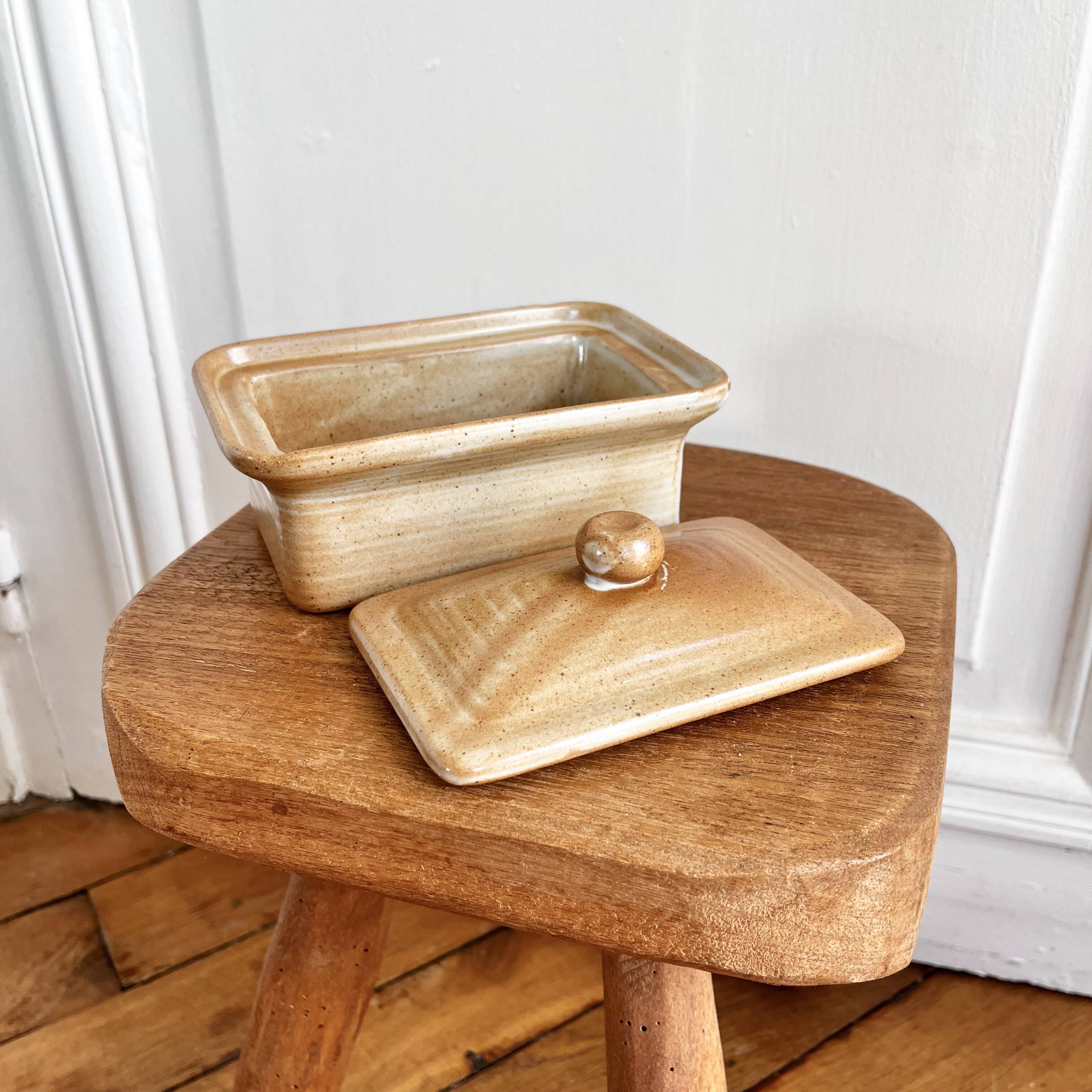 Vintage stoneware terrine butter dish