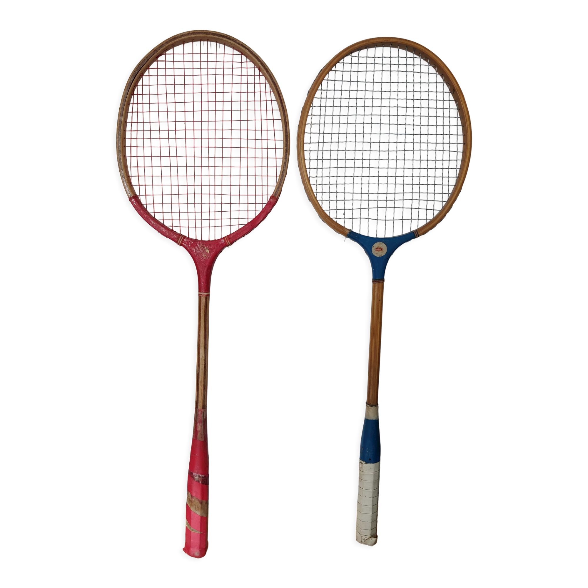Vintage Antique Wooden Badminton Rackets