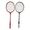 Old vintage wooden badminton rackets