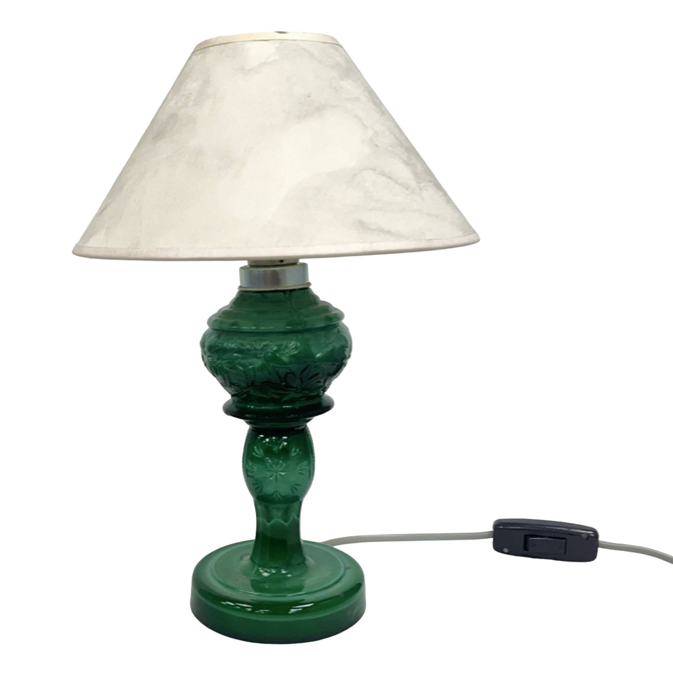 Malachite glass table lamp, Czechoslovakia, 1960s | Vintage MCM