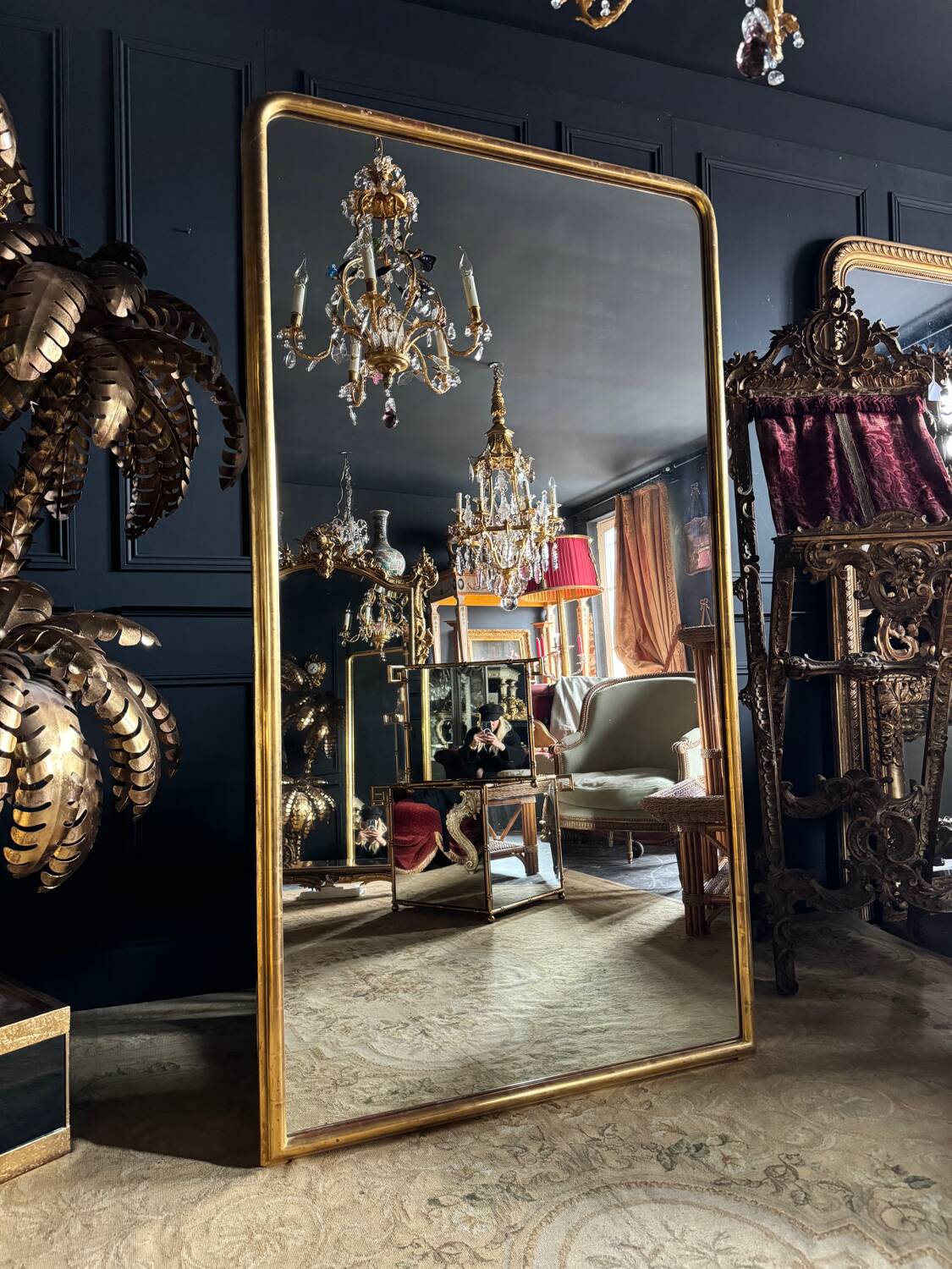 Miroir de cheminée d’époque louis philippe en bois doré (1m88x1m03) xixe