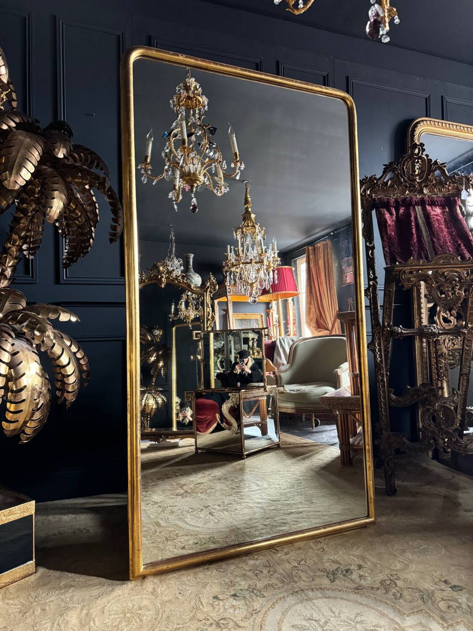 Louis philippe period fireplace mirror in golden wood (1m88x1m03) 19th century