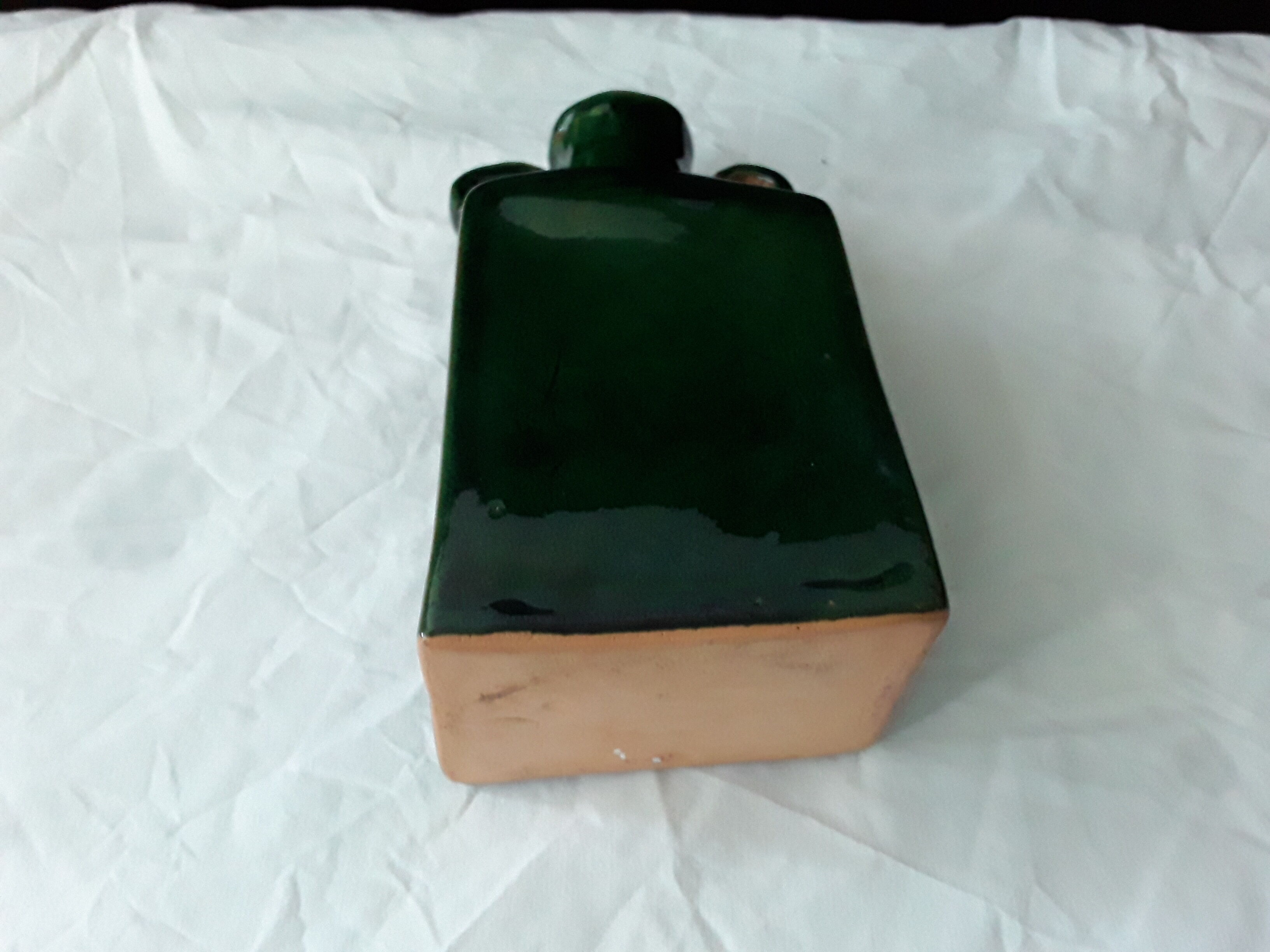 Vintage green vase with ears