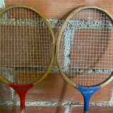 Paire de raquettes de badminton en bois, années 50