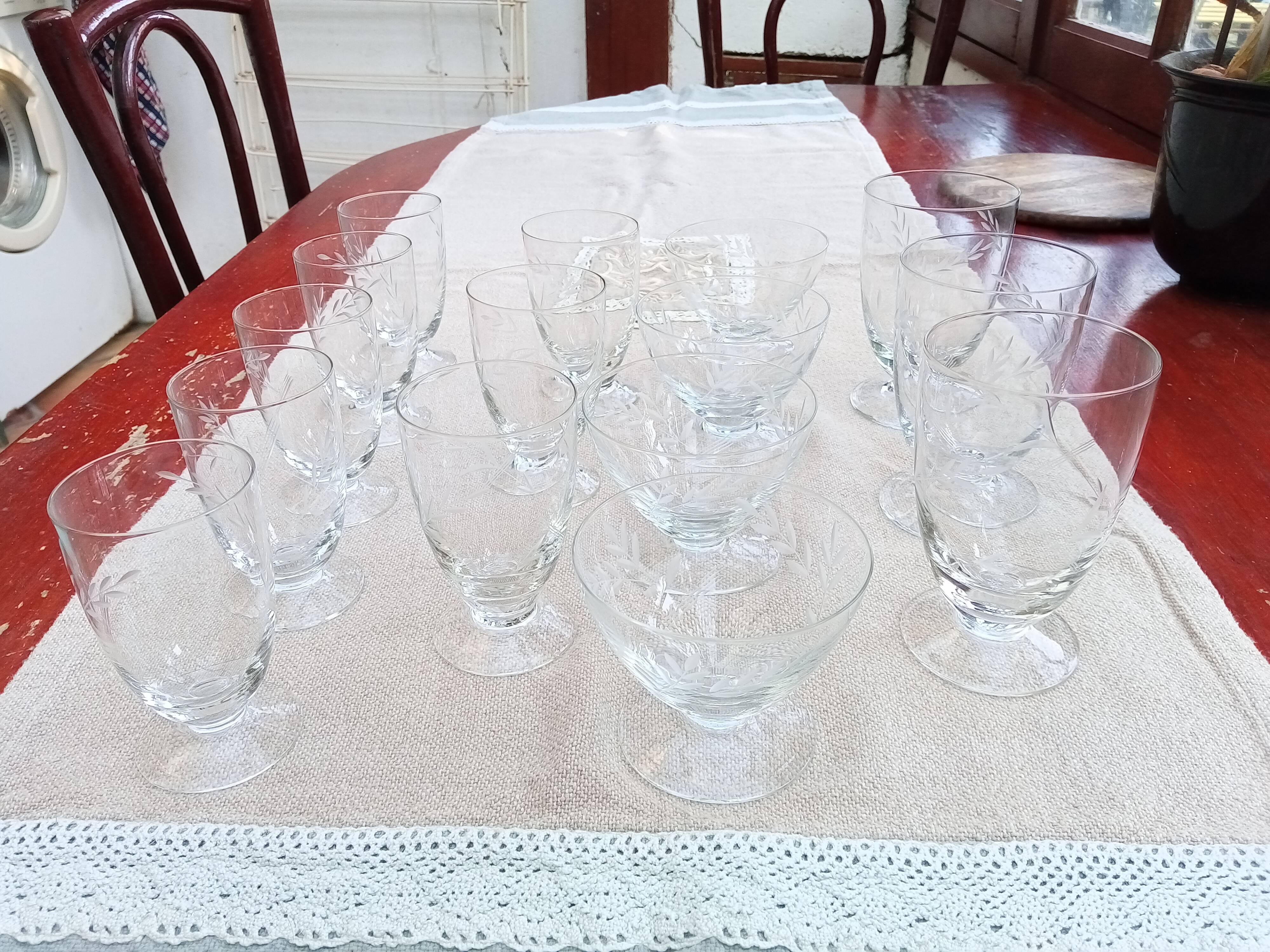 Set of 15 old glasses from the 40s