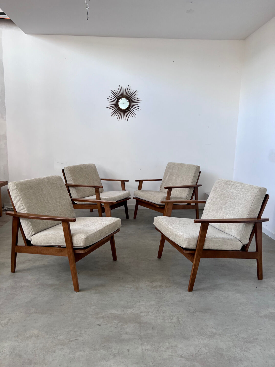 Set of 4 armchairs beech scandinavian