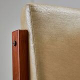 Angular, Teak Wood and Leather Chair with Copper Details, 1970s