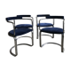 Set of four vintage chrome and velvet chairs