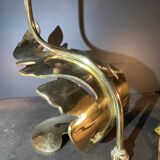 Hollywood Regency style "Leaf" table lamp in gilded bronze 1970s