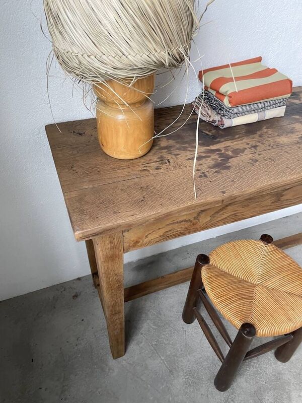 Console table de travail chêne massif 220cm