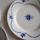 6 old flat plates, blue flower decoration, iron earth