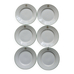 6 assiettes monogrammées - anciennes porcelaine