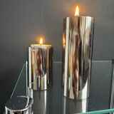 Chrome cylinder candlesticks from the 1980s