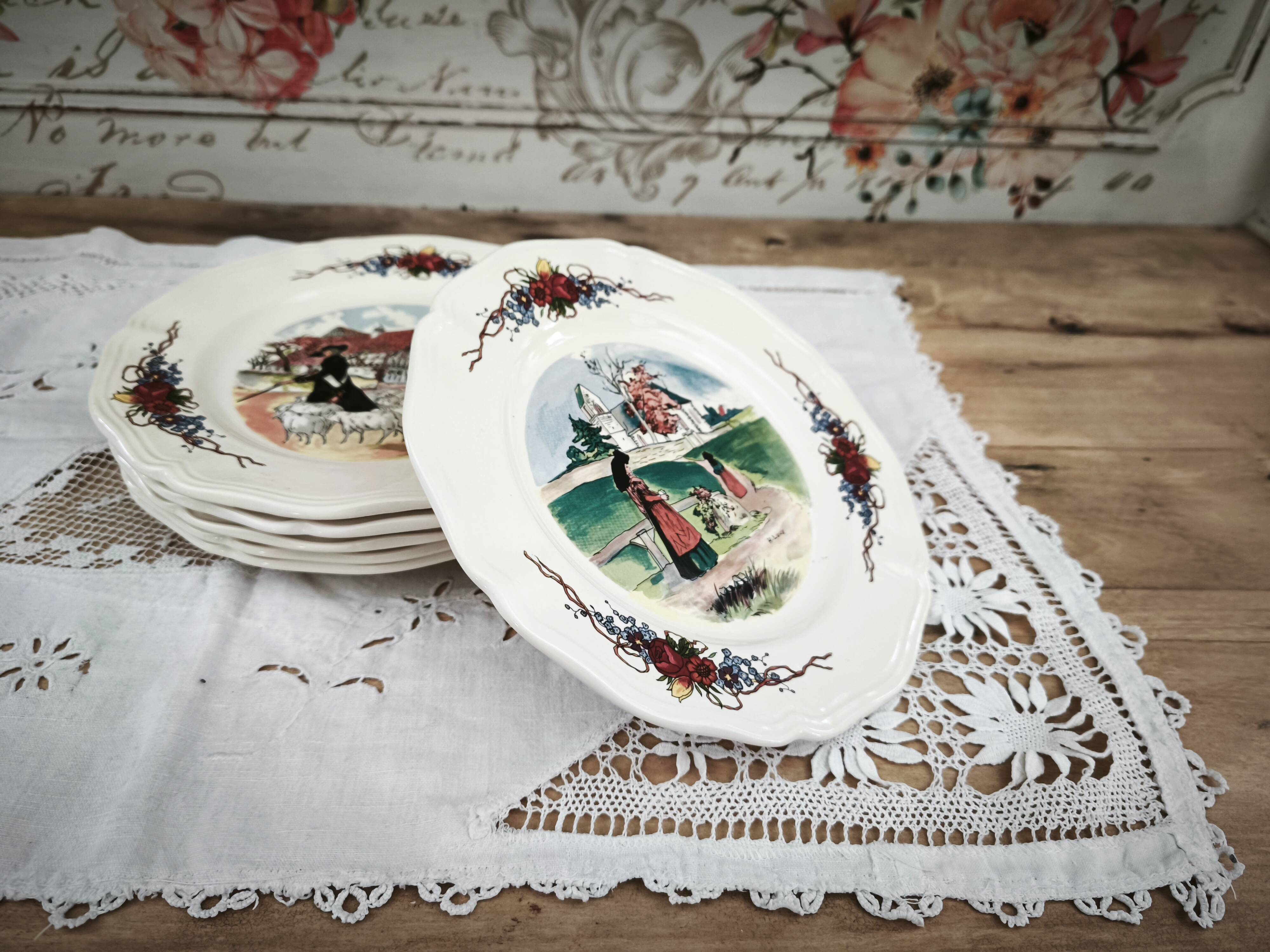 Set of 6 dessert plates Sarreguemines model Obernai