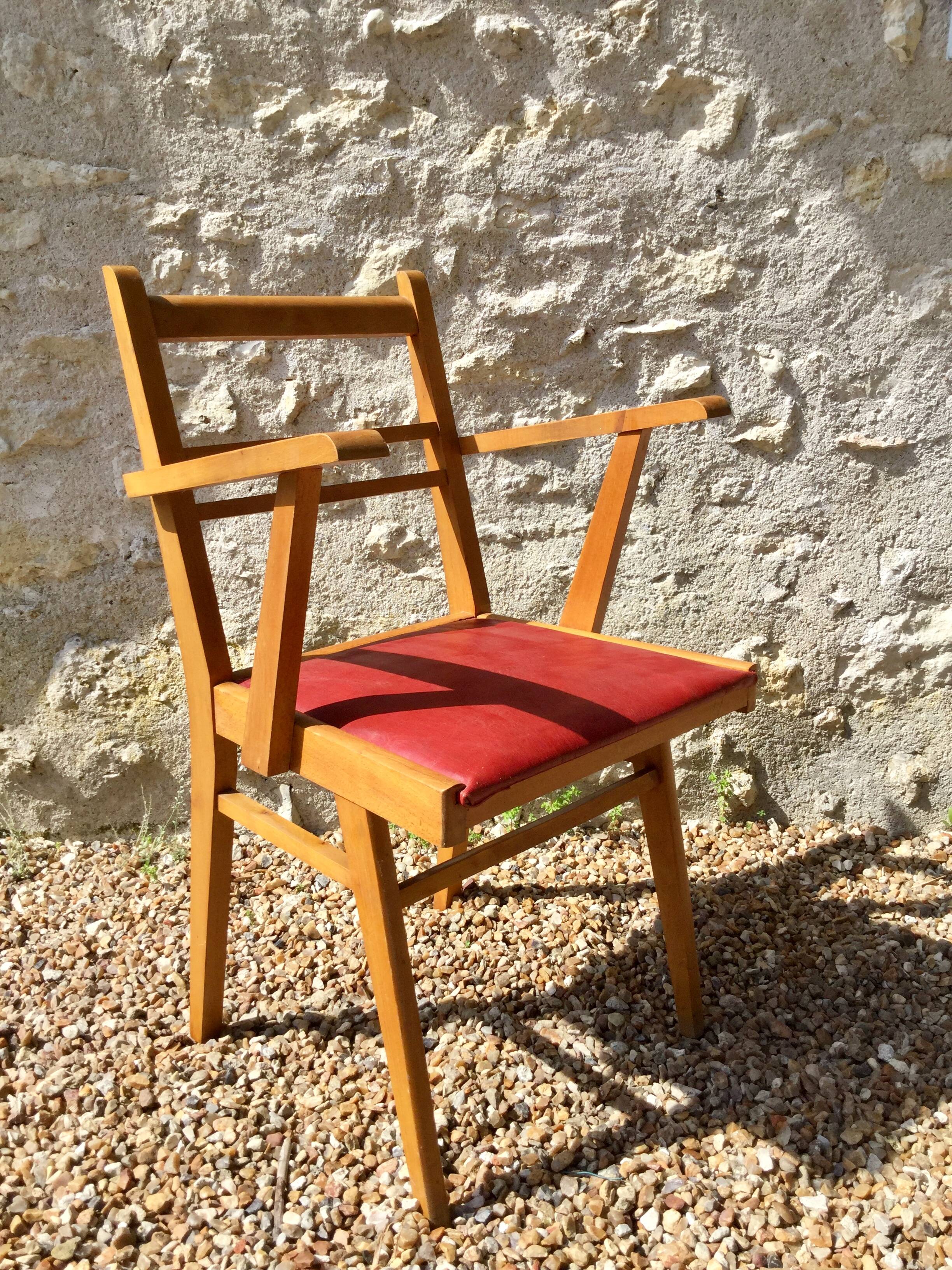 Fauteuil scandinave vintage pieds compas