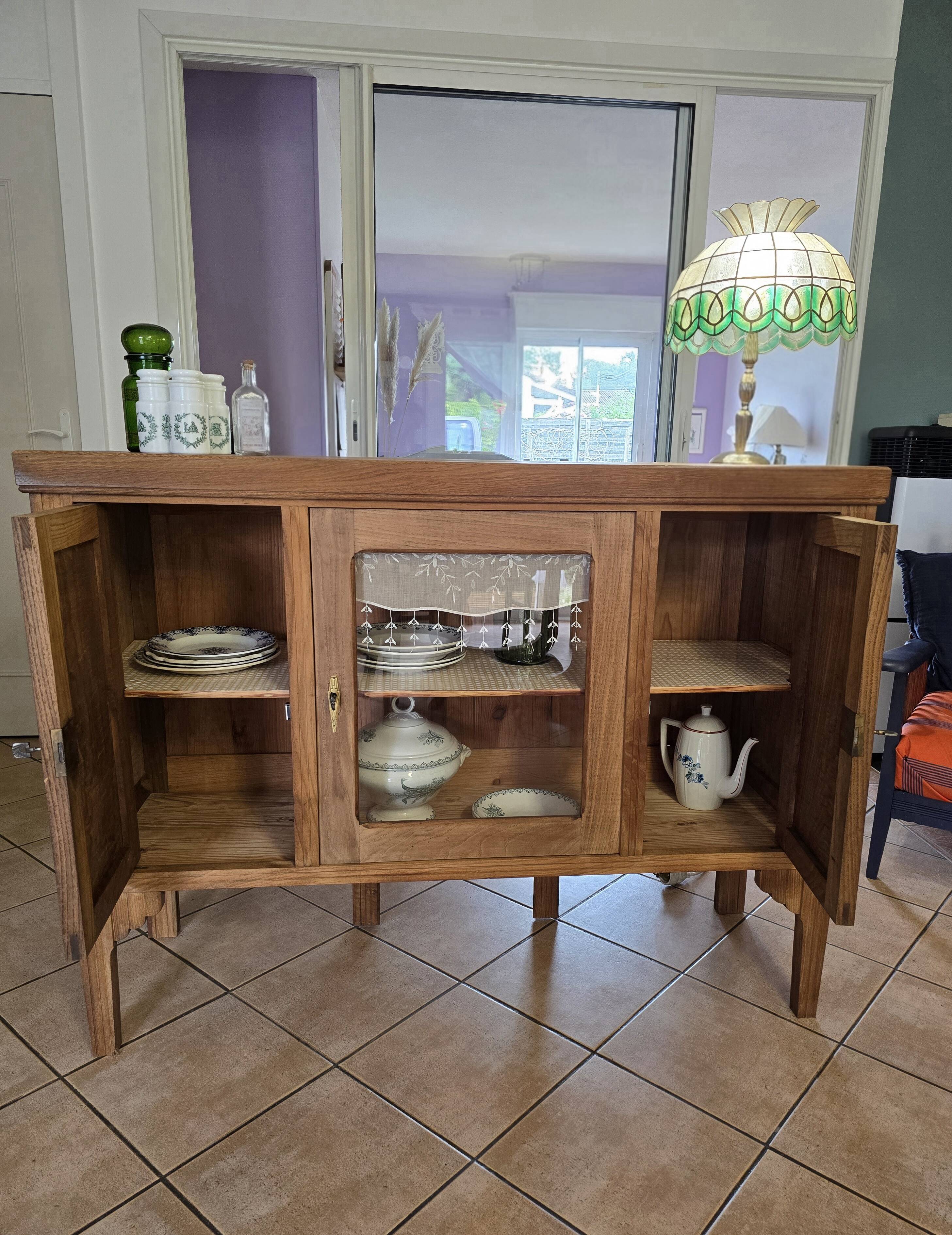 Buffet bas Art déco restauré bois brut