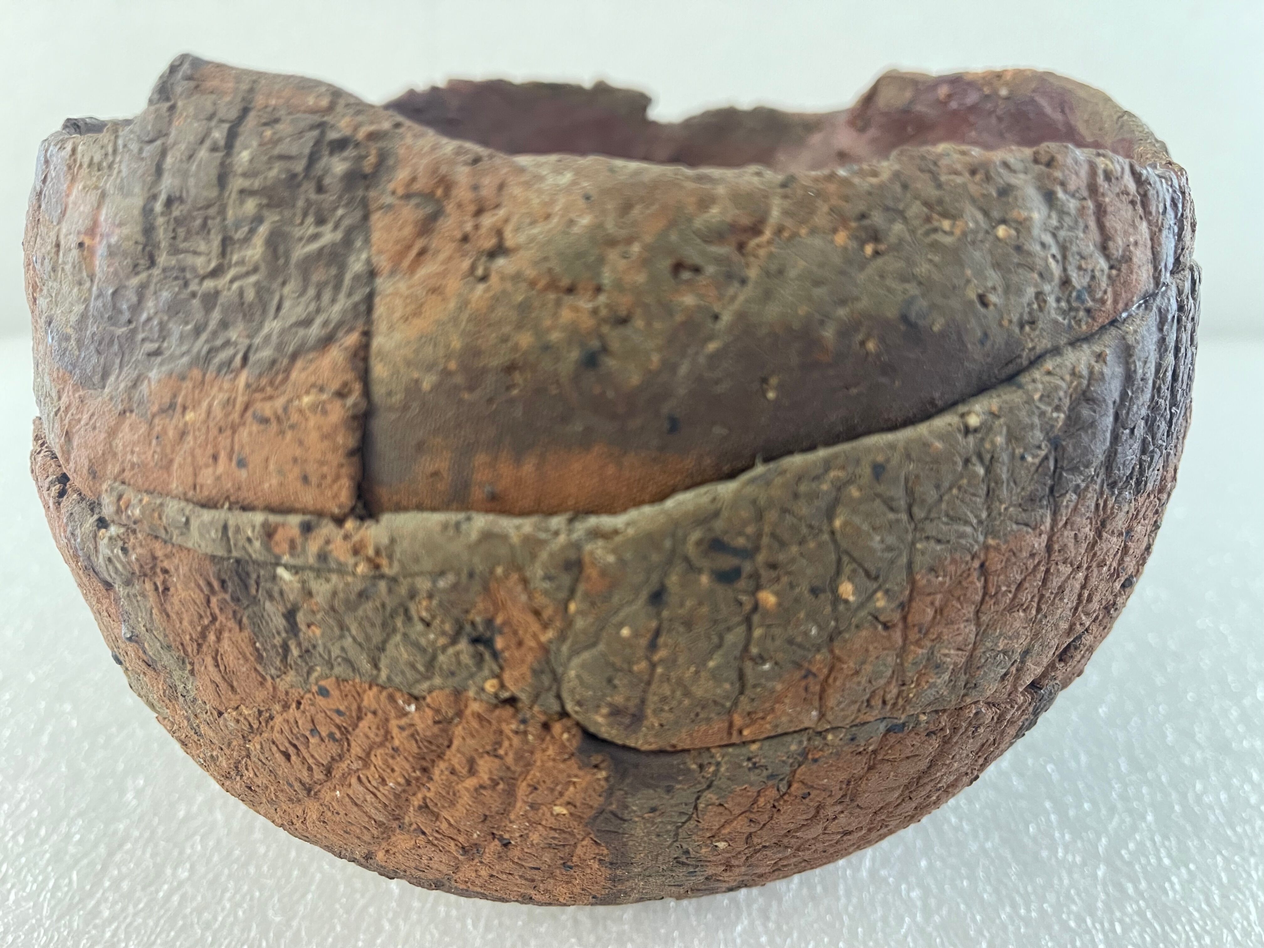 Spherical terracotta two-tone degreasing limestone XXth Africa